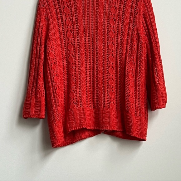 Talbots Open Stitch V-Neck Button Down Pima Cotton Cable Knit Cardigan pointelle - Picture 11 of 11